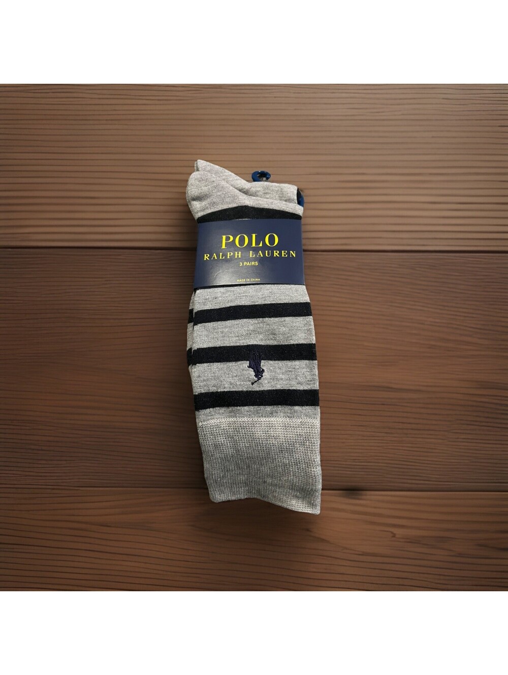 NWT Polo Ralph Lauren 3 Pk Mens Navy /Gray/ Gray Blue Stripe Dress Socks 6-12.5